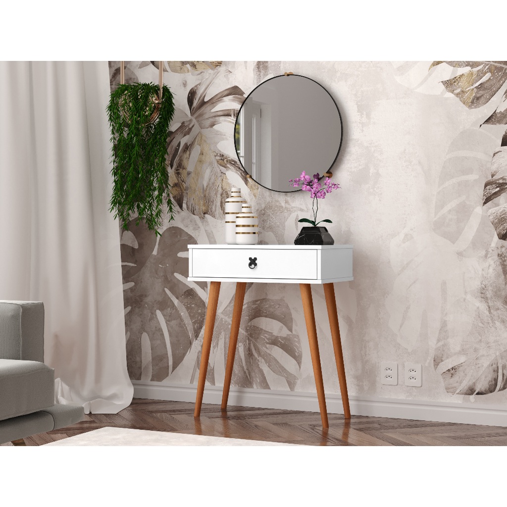 Aparador Pequeno Com Gaveta Pés Retro Para Decoração de Sala Corredores