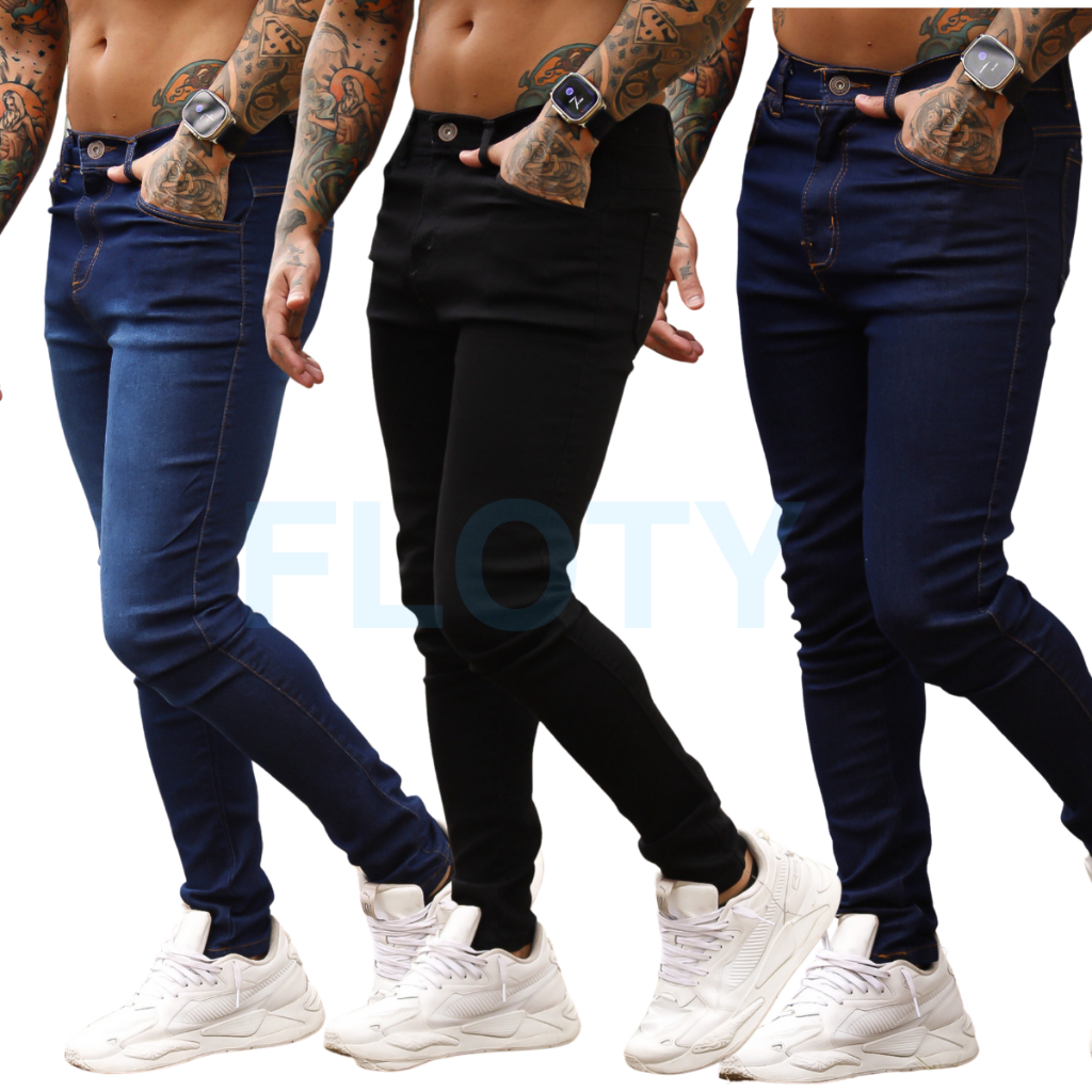 Kit 3 Calças Jeans Masculina Premium Com Elastano Modelo Slim Tradicional Direto da Fabrica
