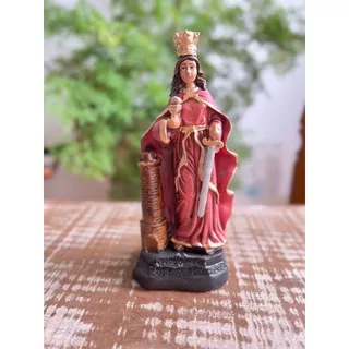 Linda Imagem de Santa Barbara em Gesso 22 cm - Pintada a Mão - Artigo Religioso