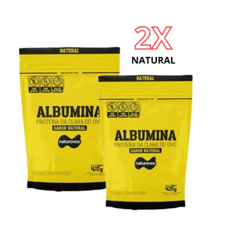 Kit 2 Albumina Pura Natural e Sabores 420g - Naturovos (80 % Proteína da Clara do Ovo Rica em BCAA)