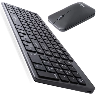 Kit Teclado E Mouse Wireless Desing Ambidestro 2,4 Ghz Sensor Òptico Revestimento UV 12 Funções USB