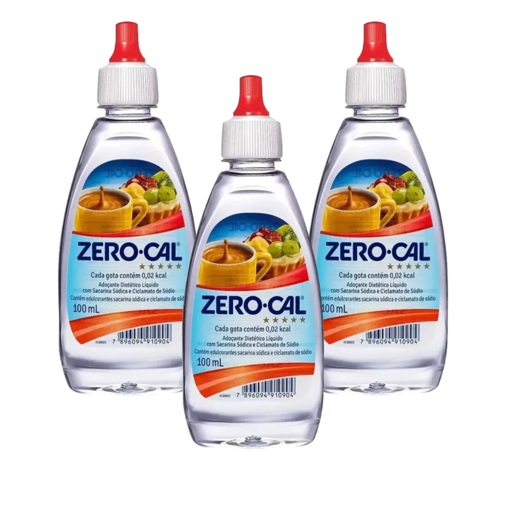 Kit 3 Adoçantes Líquido Sacarina Zero Cal Frasco 100ml | Shopee Brasil