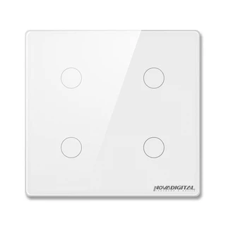 Interruptor Touch Inteligente Wi-Fi 4 Botões Nova Digital Tuya Branco