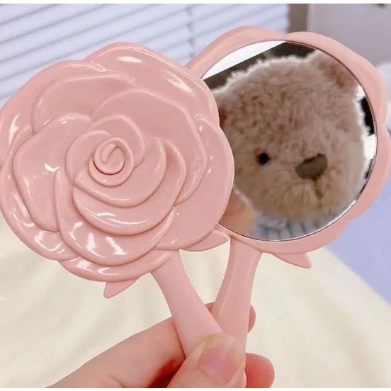 Espelho De Mão Princesa Rosas Flor 15cm