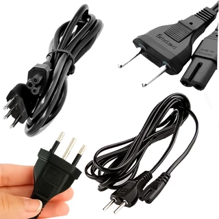 Cabo de Força de Energia Bipolar e Tripolar 2 pinos e 3 pinos 1,5 M Para Tipo Fonte Radio Notebook Pc Monitor