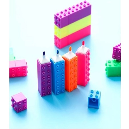 Kit Marca Texto Lego com 6 Cores Encaixável Papelaria Fofa Escrita ...