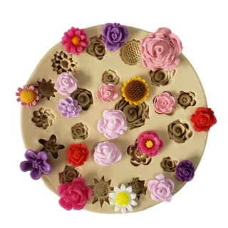 Molde de Silicone - Kit mini flores - cod 1497