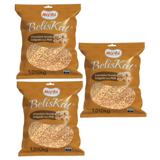 Kit 03x Amendoim Torrado Salgado Temperado 1kg Beliskat Sabores