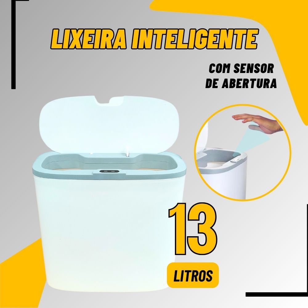 Lixeira Inteligente com Sensor Automático 13 Litros Banheiro Cozinha