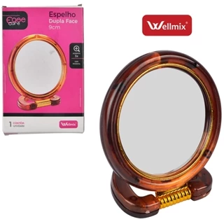 Espelho Mesa Redondo Dupla Face 4'' 9Cm Pedestal Aumenta 3X