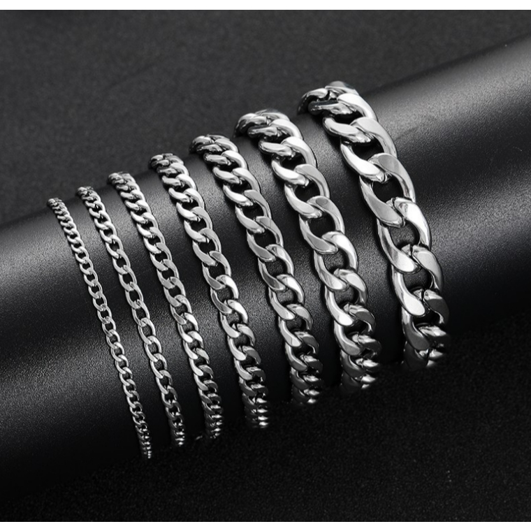 Pulseira masculina fina aço inox prateado 1×1