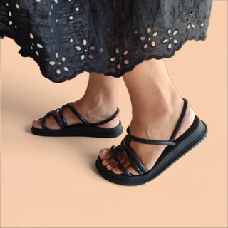 Sandália Feminina Birken Plataforma Percata Entrelaçada Leve Macia Confortável