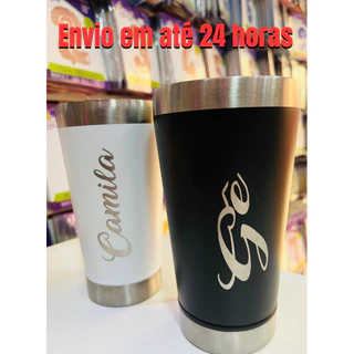 Copo Térmico personalizado com seu NOME , logo ou time com tampa e abridor 473ml