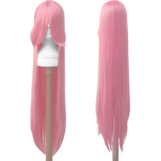 Peruca Rosa Chiclete Lisa Longa 100cm Cosplay Wig