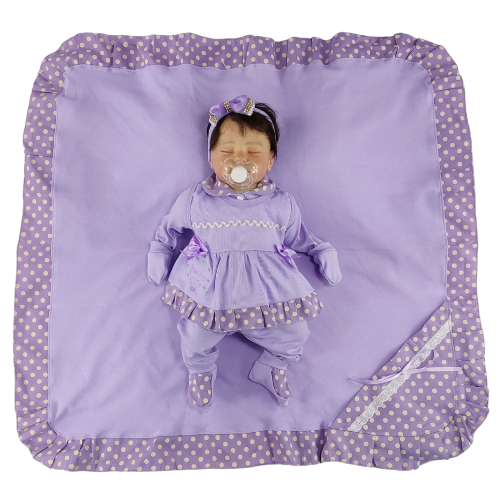 Saída de Maternidade Bebê Menina Lilás / Salmon