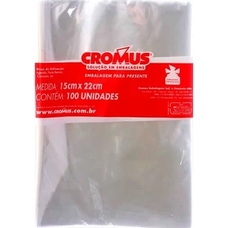 Saco Transparente Incolor - 15x22cm - 100 unidades - Cromus - Rizzo Embalagens em Oferta na Shopee