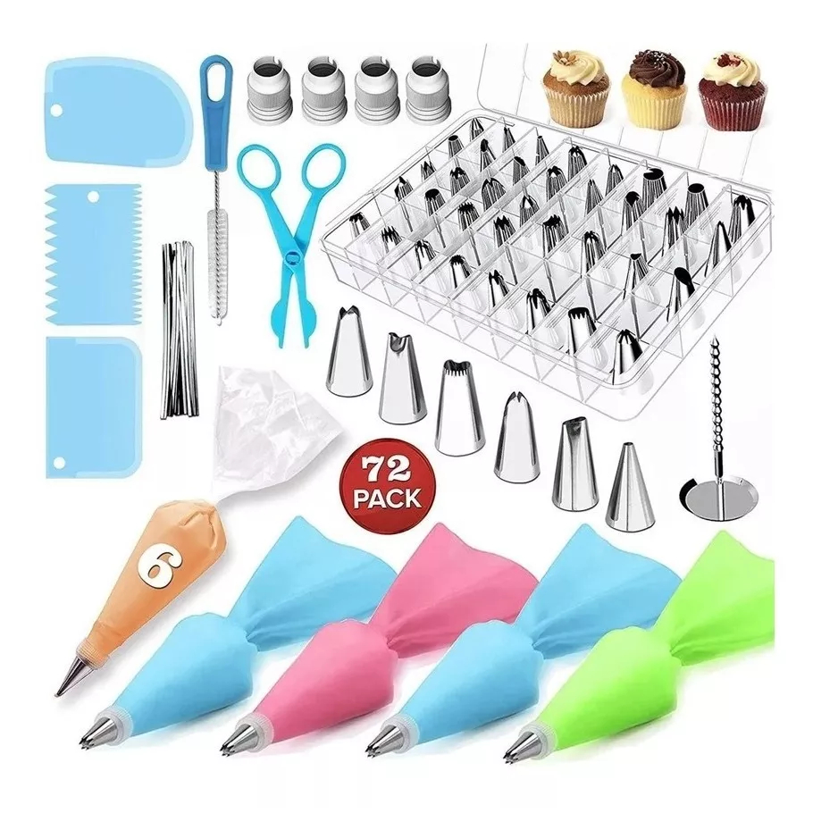 Kit Confeiteiro 72 Peças Completo para Decoração Jogo de Bic
