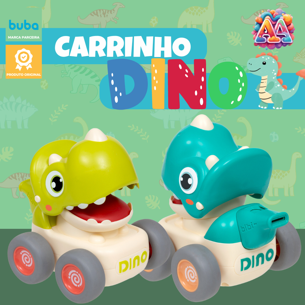 Carrinho Dino Com Apito E Fricção Aperta Cabeça E Anda Buba