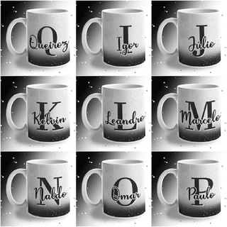 Caneca Masculina Com Inicial e Nome - Porcelana Personalizada Presente Criativo 325ml Temos Todas as Letras Iniciais