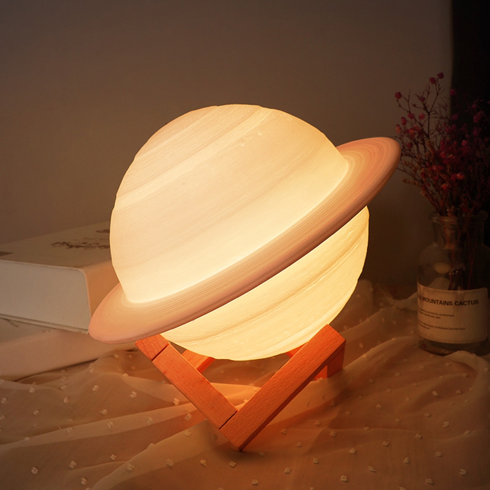 Luminária Planeta 3D Saturno Led Sem Fio Com Base
