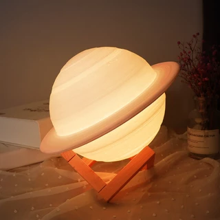 Luminária Planeta 3D Saturno Led Sem Fio Com Base
