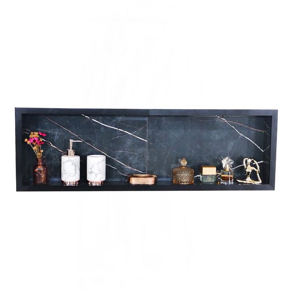 Nicho Banheiro Porcelanato Nero Marquina 100x30 - 2 peças de 50cm