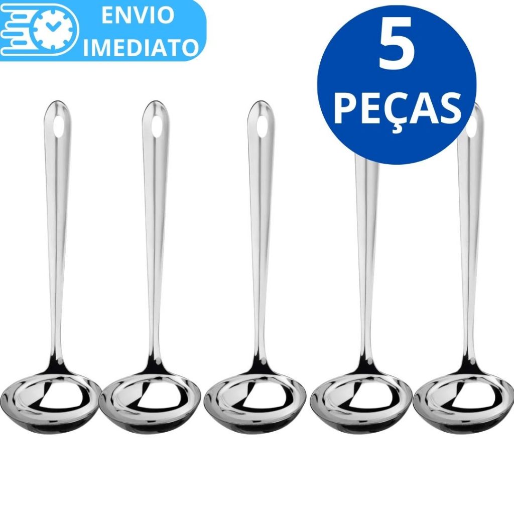 KIT 5 Concha de Feijão Aço Inox GRANDE Resistente para Servir Molho ...