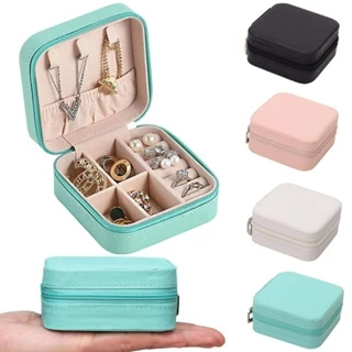 Mini Porta Joias Portátil Viagem Armazenamento de Brinco Colar Bijuteria Organizador