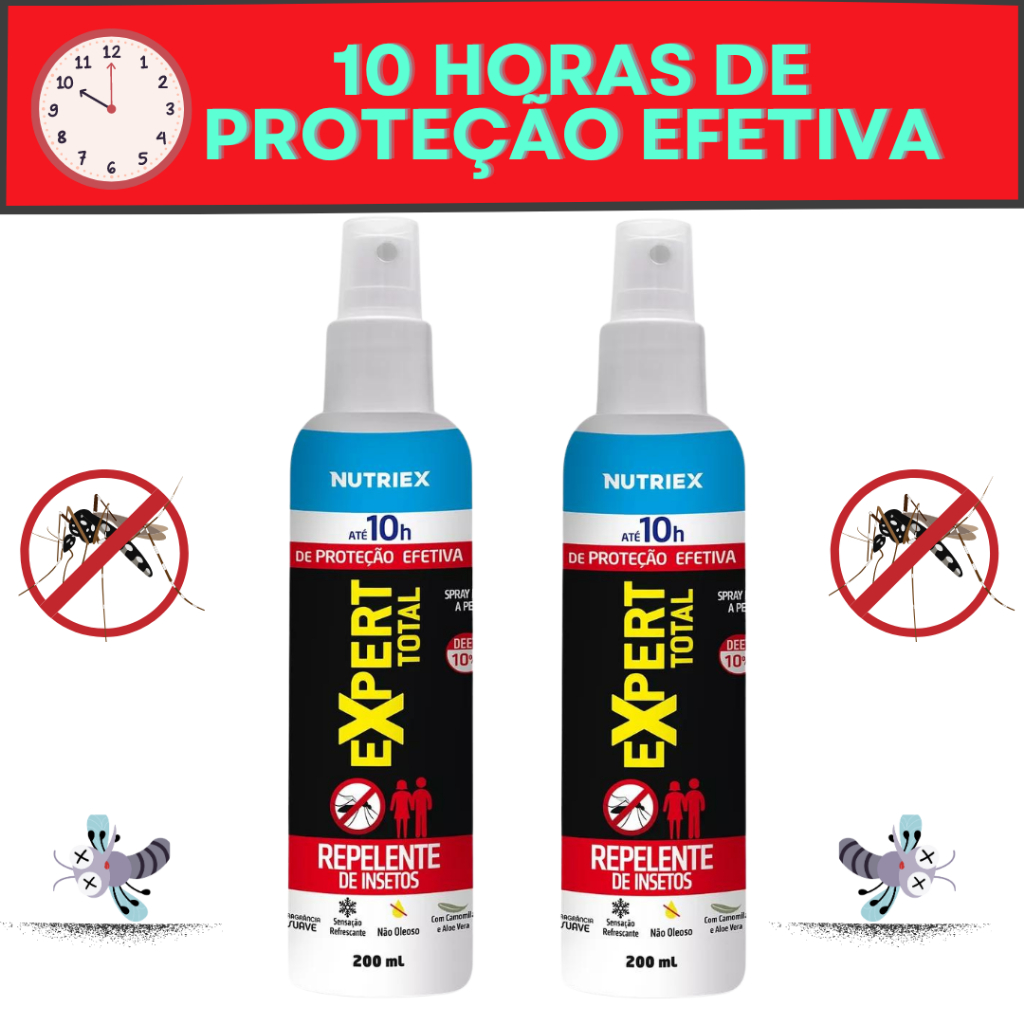 Repelente de Mosquitos Expert Total Spray 200ml Proteção contra Dengue ...