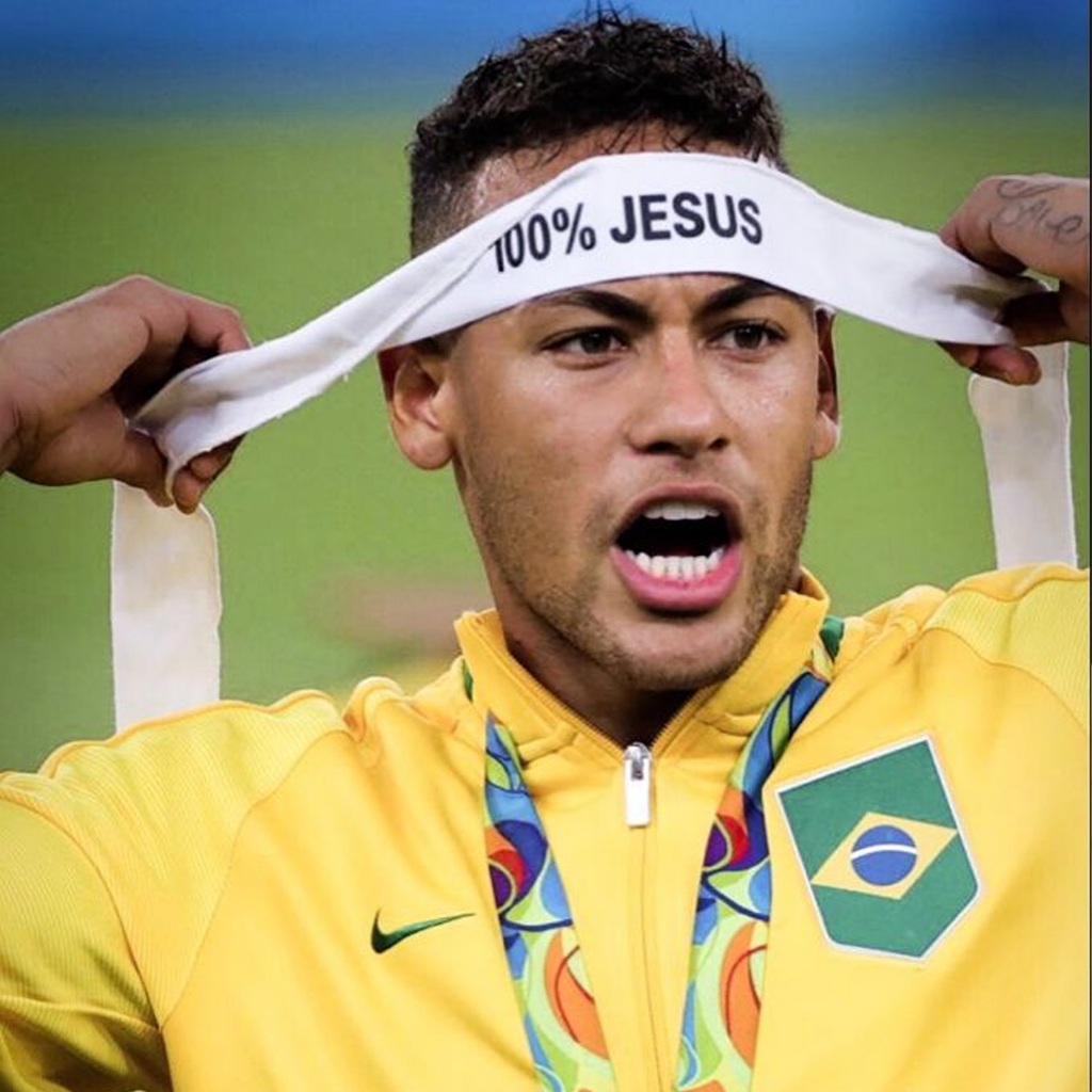 Bandana 100% JESUS - Neymar Jr. Branca, Azul, Verde e amarelo, e Preta