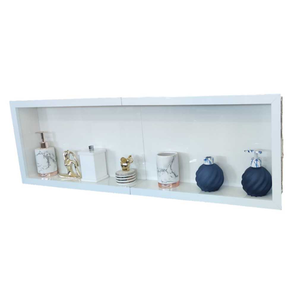 Nicho Banheiro Porcelanato Branco 100x30 - 2 peças de 50cm