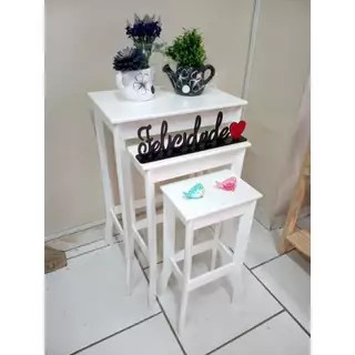 Trio De Mesa Para Festa Em Mdf Cru Oferta Pintada