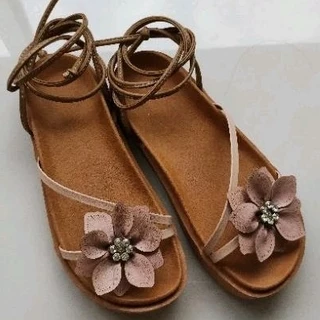 Sandália Feminina Papete Birken Detalhes Flor de Amarração Virginia