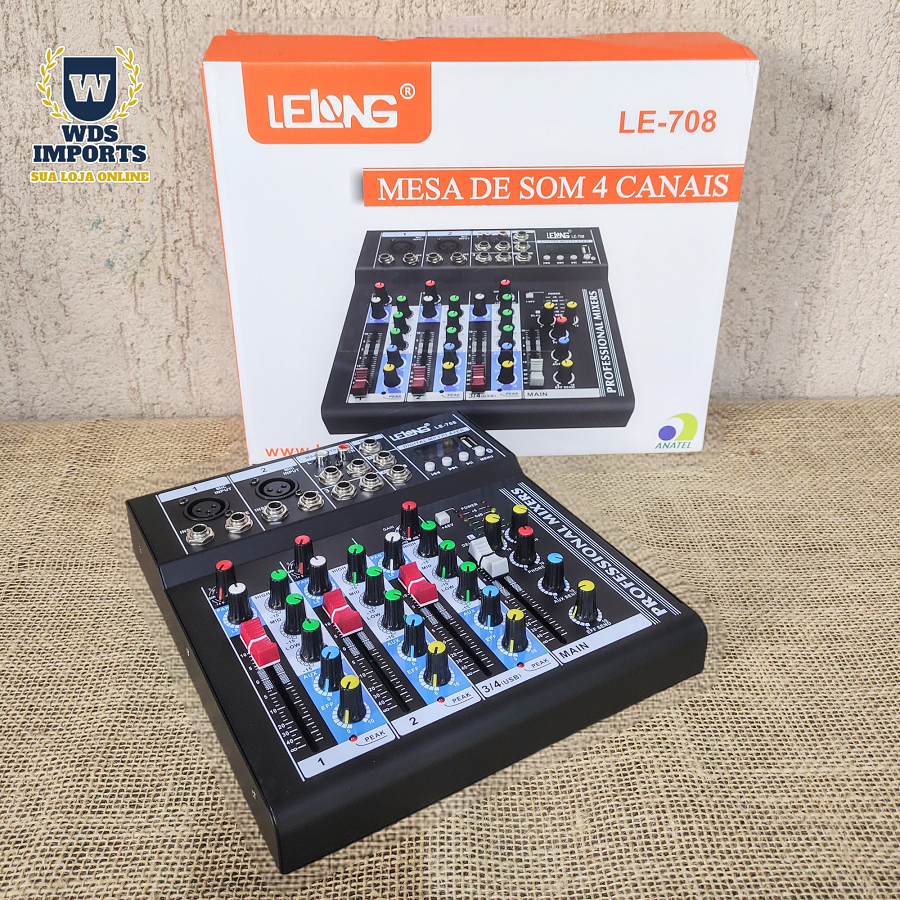 Mesa de som Lelong 4 canais LE 708