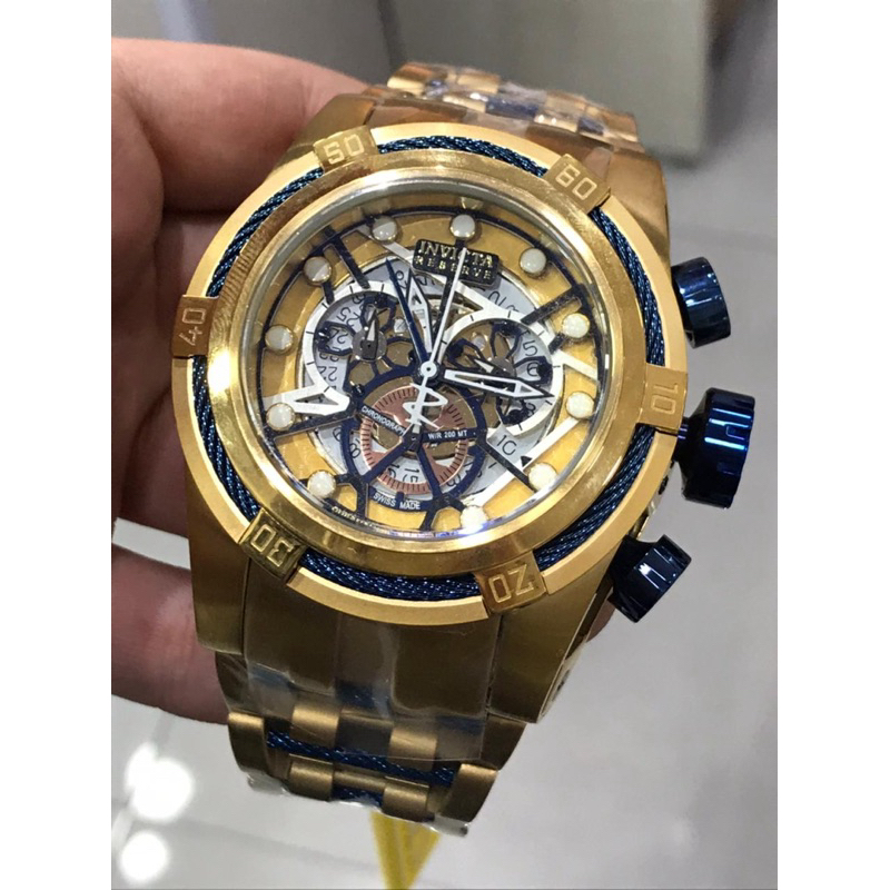 Relógio Invicta 13757 Bolt Zeus Skeleton Masculino Dourado Luxo