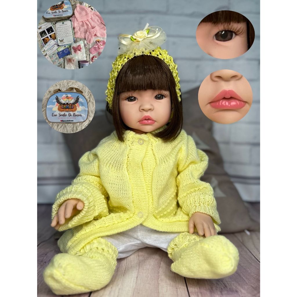 Bebe Reborn Boneca 100% Silicone Castanho AM Enxoval | Shopee Brasil