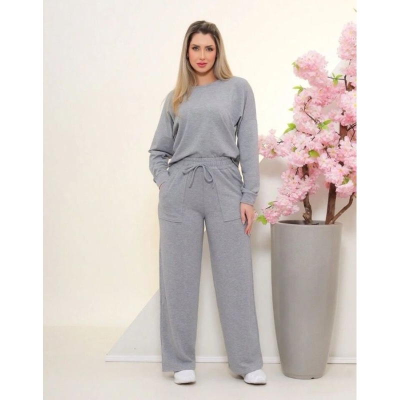 Conjunto Feminino Lanzinha Moda Inverno Caimento Impecável Tendência Frio Inverno Moda Virgínia