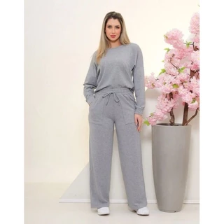 Conjunto Feminino Lanzinha Moda Inverno Caimento Impecável Tendência Frio Inverno Moda Virgínia