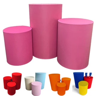 trio de capas para mesas cilindros decoração festas veste fácil com elástico