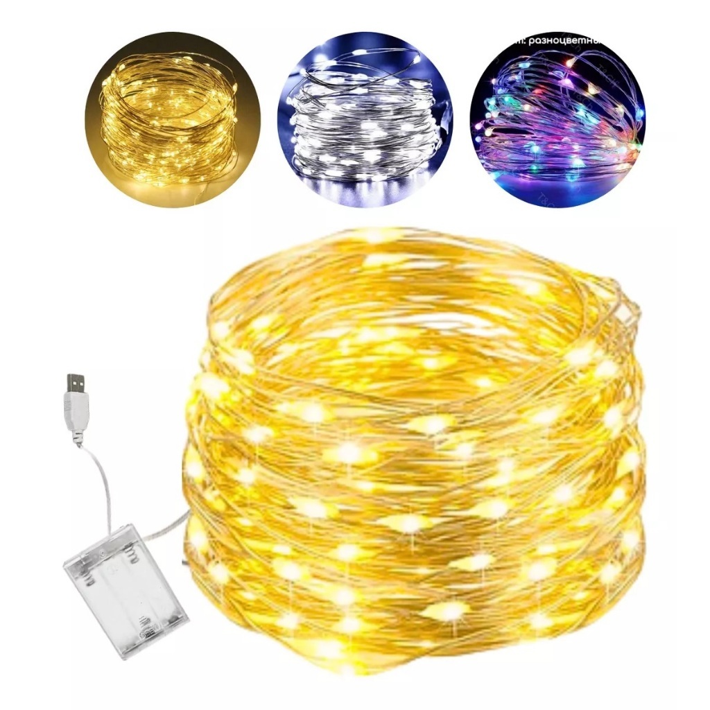 Fio de Fada Led Cordão de Luz a Pilha Decoração Natal Arvore Festa ...