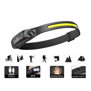 Lanterna de Cabeça Recarregável Led Corpo Motion Camping Torch Light Lamp Com Usb