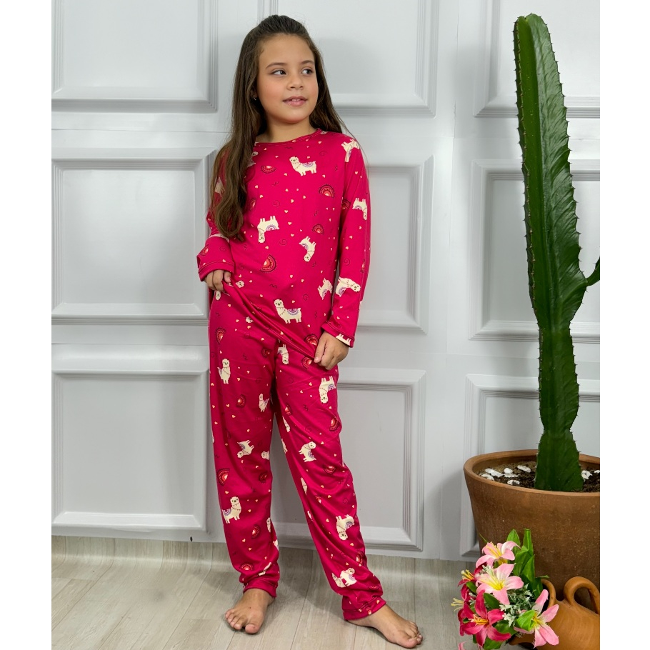 Pijama Infantil Menina Inverno Manga Longa Suede Estampado | Shopee Brasil