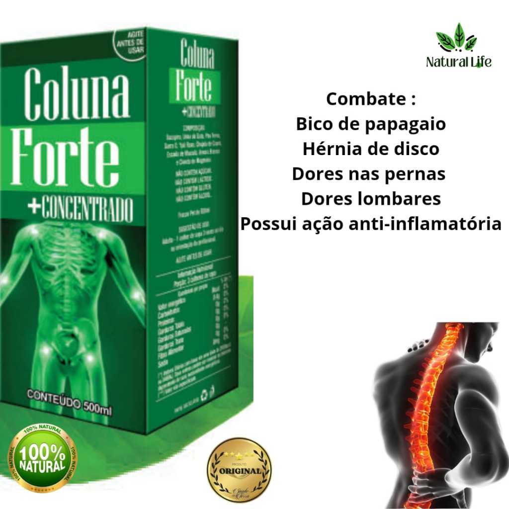 Coluna Forte 500 ml 100% natural Saúde da Terra | Shopee Brasil