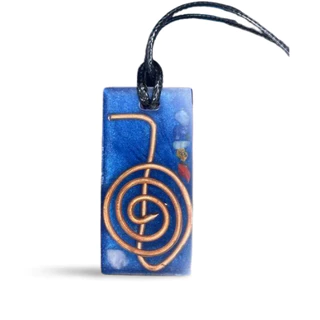 Colar Orgonite Azul Cho Ku Rei pedras dos Chakras-Reiki-Proteção