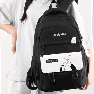 Juzia Bolsas Mochila escolar gatinho patinha retalhado colorido tecido multi-divisórias multi-bolsos alça ajustável porta-garrafa compartimento para notebook laptop letras coração