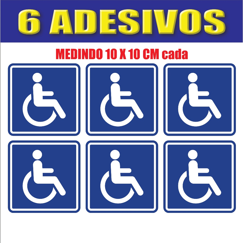 kit 6 Adesivos Deficiente Físico Cadeirante 10x10cm cada | Shopee Brasil