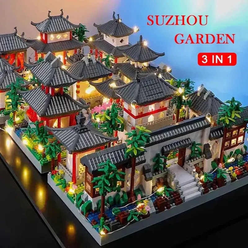 Cidade Japonesa montagem Luz Led blocos estilo LEGO + 1800 peças