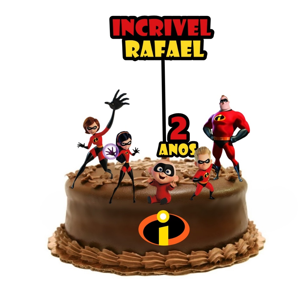 Topo De Bolo Os Incríveis Topper de Bolo Personalizado Nome e Idade ...