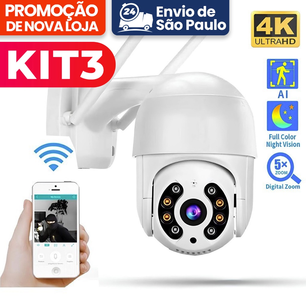 Câmera De Segurança Wi-fi Externa À Prova D'água Full Hd Icsee Gira 360 Speed Dome - Bivolt