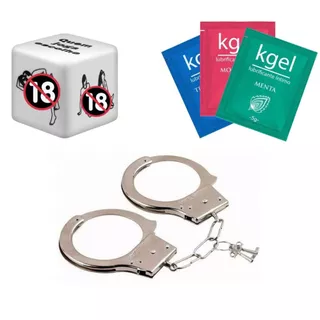 Kit Erótico Algema + Dado Posições + 3 Sachês Lubrificante Kgel SEX SHOP